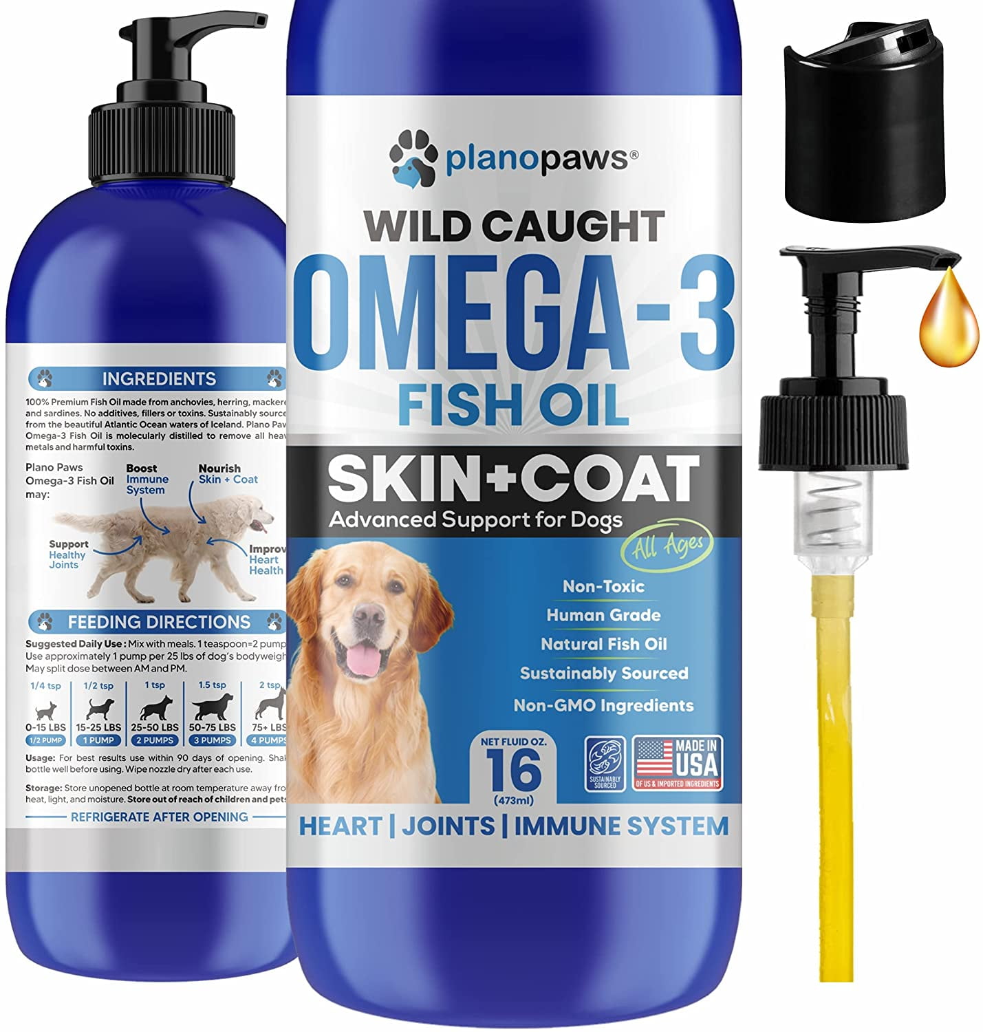 Omega 3 Fish Oil for Dogs - Better Than Salmon Oil for Dogs - Dog Fish Oil Supplement - Reduce Shedding & Itching - Supports Joints, Brain, Heart ...