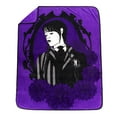 thumbnail image 2 of MGM Wednesday Addams Stain Glass Purple Silk Touch Throw, 46 x 60 inches, 100% Microfiber Addams Family Bedding, 2 of 5
