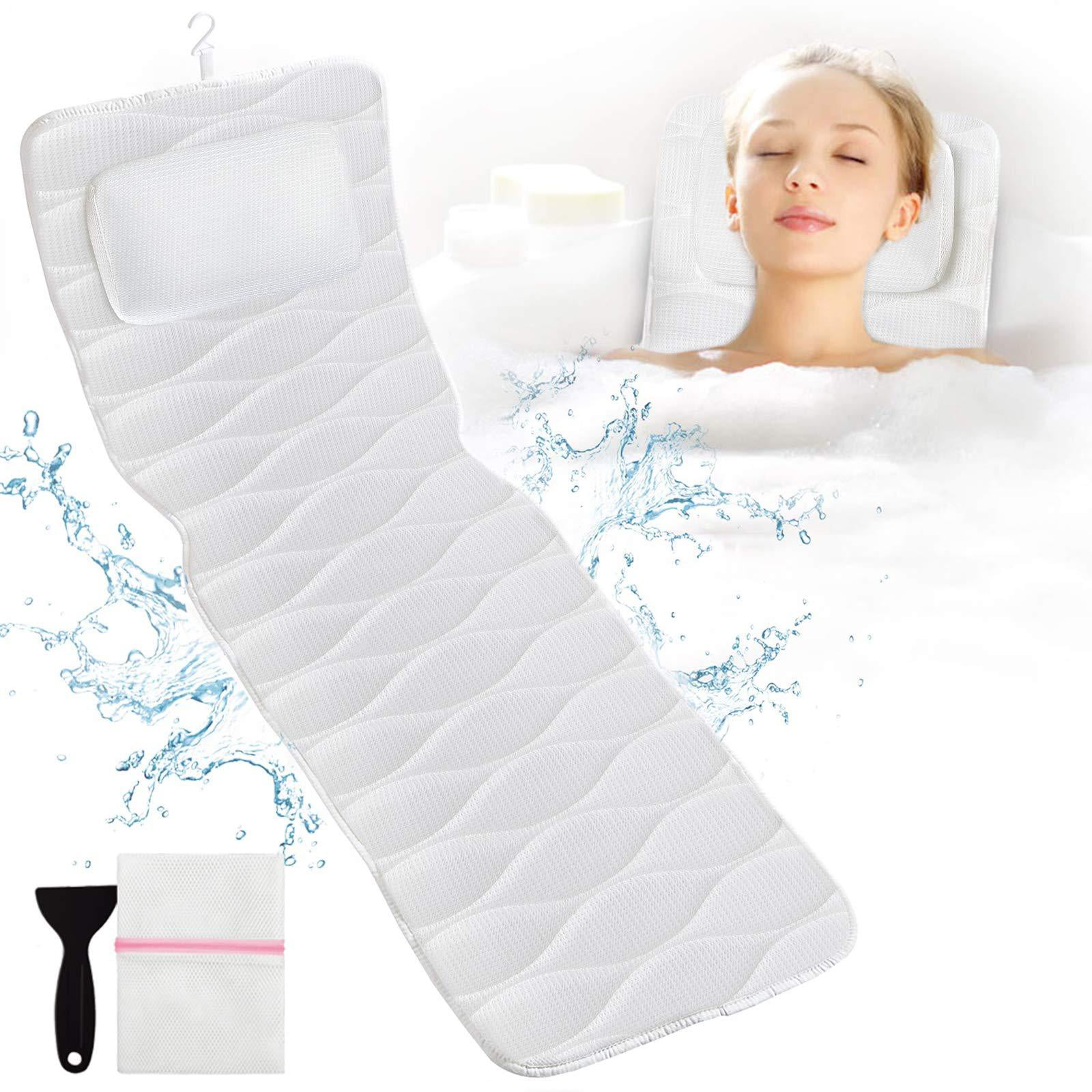 Non-Slip Mesh Bathtub Pillow with 4 Suction Cups Soft Spa Bath Head Neck Rest US