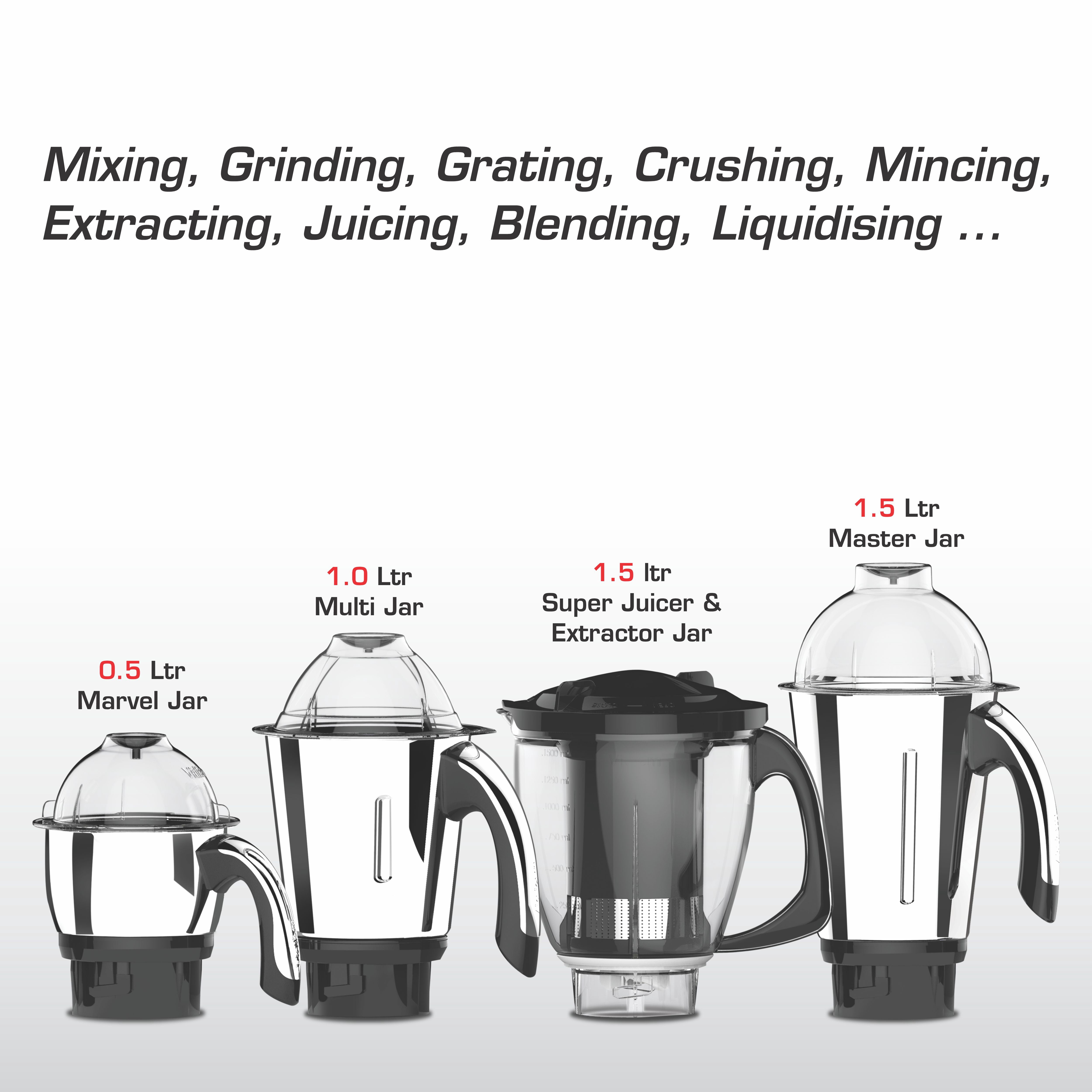 Vidiem ADC All Day Companion Mixer Grinder and Food Processor, slicing, grating, citrus juicing, chopping & kneading 750W 5 Jars Free Service Kit included with UL certified motor110 Volts