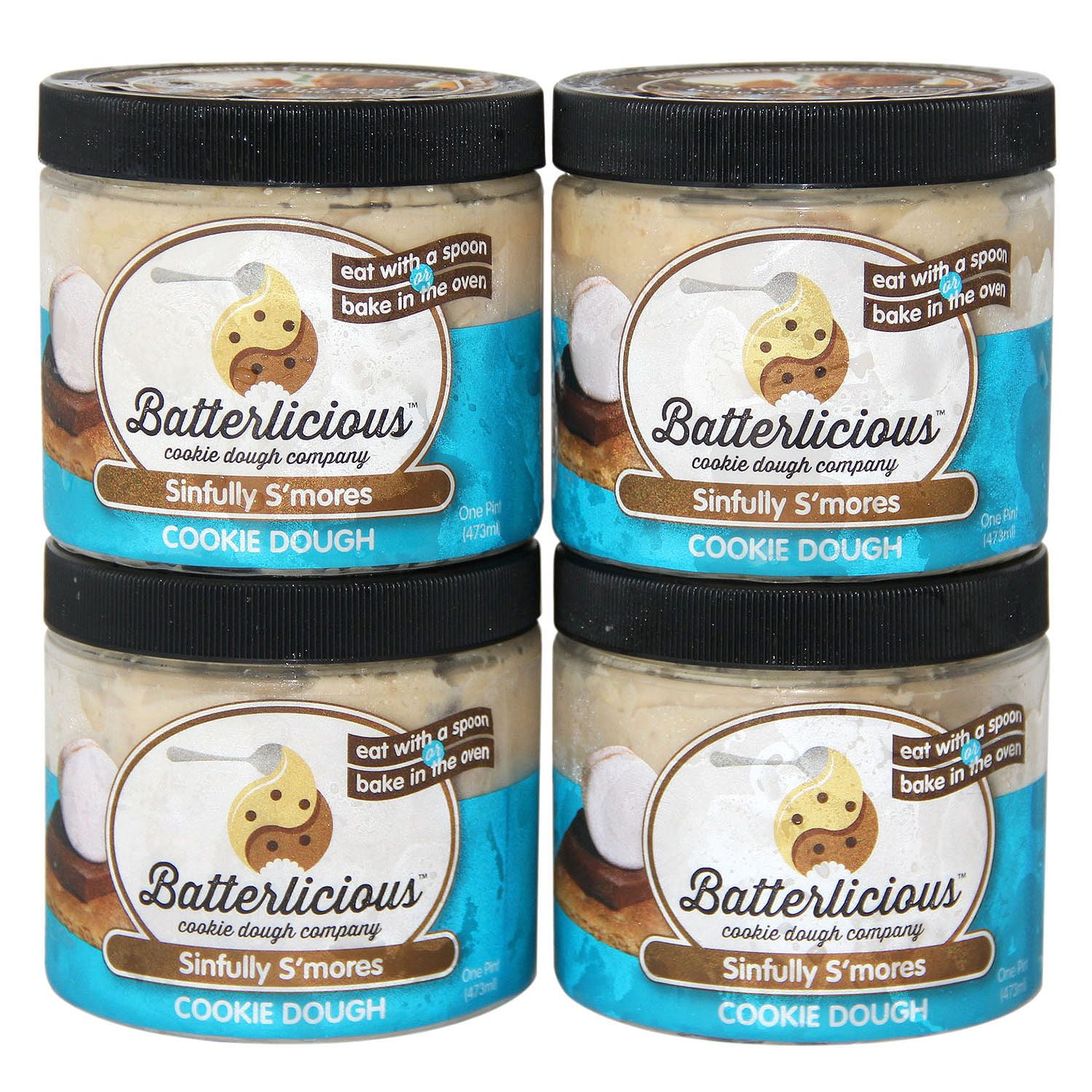 Batterlicious Edible Cookie Dough, Sinfully S'mores (1 pint jar, 4 ct.) by