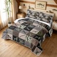 thumbnail image 3 of Manfei Woodland Moose Quilt Full, Folk Fashion Buffalo Full Bedspread Sets, Dark Brown Green, Black Reversible, 3pcs, 1 Coverlet and 2 Pillowcases, 3 of 7