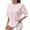 Pink, variant on Women's Patchwork Striped Crew Neck Shirts Wave Ribbed Trim Half Sleeve Tops Summer Loose Casual Trendy Tee Blouse Navy S