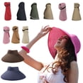 thumbnail image 3 of Women's Roll-Up Straw Sun Visor Wide Brim UV Protection Summer Hat, Foldable and Packable Bare Top Sun Hat, Adjustable Beach Cap for Outdoor Travel Golf Tennis Gardening Casual Apparel, 3 of 3