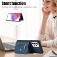 thumbnail image 5 of RFID BLOCKING Wallet Case for Samsung Galaxy A32 5G with Card Holder, Zipper Pocket Kickstand Function Shockproof Purse Phone Cover with Removable Shoulder Strap & Wrist Strap, Blue, 5 of 10