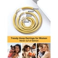 thumbnail image 6 of U7 Chunky Hoop Earrings for Women Stainless Steel Jewelry 14K Gold Plated Large Earring 80mm Birthday Christmas Gift for Daughter Wife, 6 of 9
