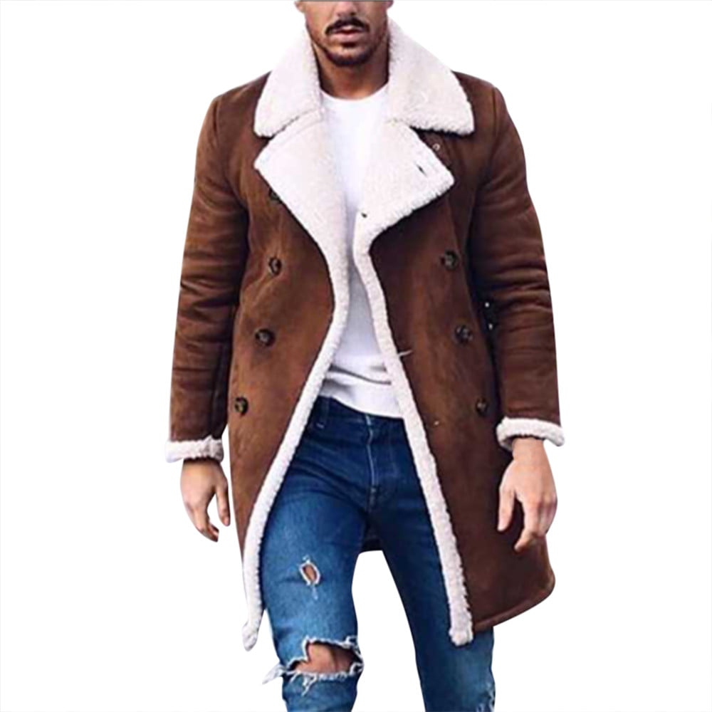 Men Luxury Wool Jacket Warm Winter Trench Long Outwear Button Overcoat Coats Bes 