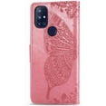 thumbnail image 6 of OnePlus Nord N200 5G Flip Case, Mantto Bling Diamond Butterfly Embossed Flowers PU Leather Magnetic Flip Cover Stand Card Holders Hand Strap Wallet Purse Case for OnePlus Nord N200 5G, Pink, 6 of 7