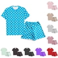 thumbnail image 3 of SGMVNU Toddler Girls' Pajamas, Sleeve Tee and Shorts 2-Piece Pj Set, Nightwear Sleepwear for Kids, Dot Print Two Pieces Outfit Pajama Set Size 140 Rose Gold, 3 of 3