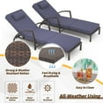 thumbnail image 4 of Outdoor Chaise Lounge Set of 2 Rattan Patio Folding Chaise Lounge Adjustable 5 Position Back Patio Pool Lounge Chair with Cushion Pillow for Poolside Backyard Deck Porch Blue, 4 of 7