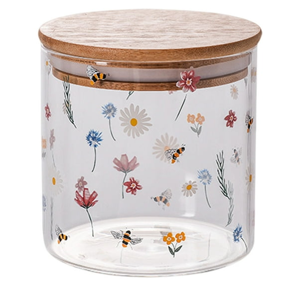 Multifunctional Airtight Glass Jar Tea Storage Container with Bamboo Lid Food Storage Jar Tank for Tea, Coffee, Herbs, Sugar, Spices - Lemon - Set of 3