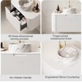 thumbnail image 3 of 30" Floating Bathroom Vanity with Sink, Wall-Mounted Bathroom Cabinet with Ultra-Thin Ceramic Basin and Marble Top, Extra Large Storage Drawer, Soft-Close Design, Pre-Assembled, White, 3 of 6