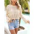 thumbnail image 2 of Charmo Womens Long Sleeve Beachwear Bathing Suit Drawstring Bikini Swimsuit Cover Up Shirts, 2 of 4