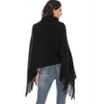 thumbnail image 4 of SAYFUT Turtleneck Poncho Sweater for Women Shawls Capes Irregular Hem Fringed Striped Pullover Wrap Coats Tops, 4 of 6