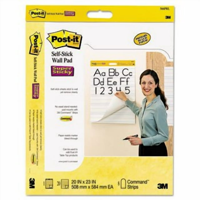 Post-it 566 Tapis Mural Autocollant, 20 x 23, Blanc, 20 Feuilles, 4/Carton