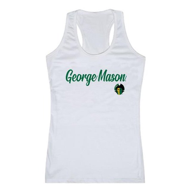 W Republic 557-221-WHT-02 Women George Mason Patriots Script Tank T-Shirt, White - Medium