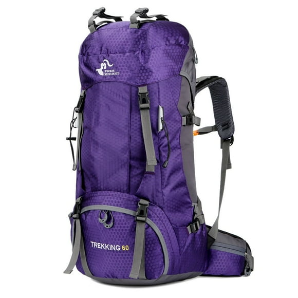 TFixol 60L Lightweight Hiking Backpack with Rain Cover, Expandable Travel Daypack for Camping & Outdoor Adventures, Purple