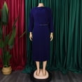 thumbnail image 3 of AURA Elegant Pleated Midi Dress With Belt High Waist Solid Color Zipper Work Office Style, 3 of 10