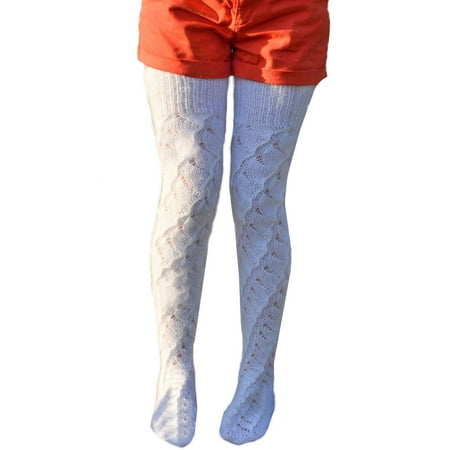 

AmShibel Women s Winter Thigh High Socks Solid Color Knit Stockings Extra Long Leg Warmers
