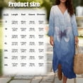 thumbnail image 6 of DISNIMO Butterfly Print Womens Summer Dresses Casual 3/4 Sleeve Maxi Dress V Neck Loose Dresses Fashion Linen Style Dress for Women, S, 6 of 6