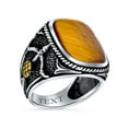thumbnail image 5 of Bling Jewelry Mens Mens Silver Ring Western Gemstone Tiger Eye Archery Crossbows Sterling Silver Handmade, 5 of 5