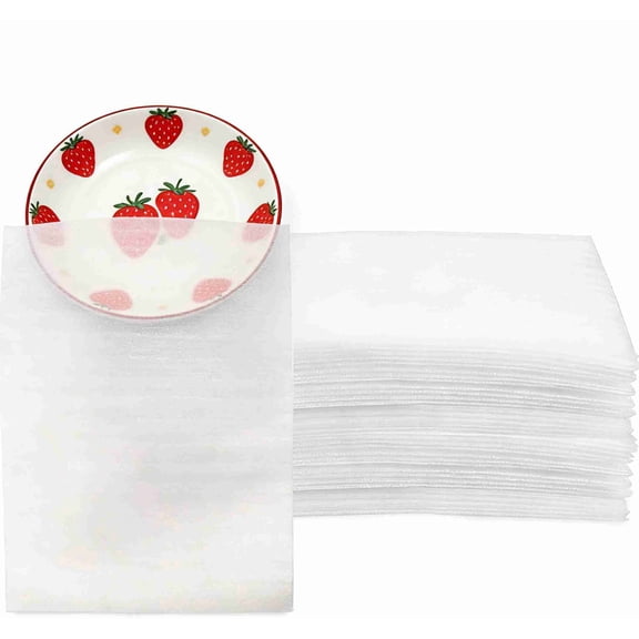 MODANU 100Pcs Foam Pouches, 11.8 x 7.87 inch Plate Packing Sleeves, Foam Packing Pouches, Foam Pouches for Packing Dishes, Packing Supplies for Moving Dishes and Glasses, Foam Moving Pouches
