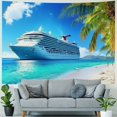 thumbnail image 4 of Chilfamy  Cruise Ship Tapestry Caribbean Sea Palm Tree Coral Beach Tapestry Wall Hanging Tropical Island Sunshine Summer Holiday Tapestries Wall Art for Bedroom Living Room Decor 60x50inch, 4 of 6