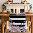 thumbnail image 4 of Pink Flowers Cotton Linen Table Runner for Dining Kitchen, Spring Floral Watercolor Botanical Farmhouse Striped Wedding Outdoor Party Tablerunners, Dresser Scarf Tablecloth Runners 13x48 Inches, 4 of 9