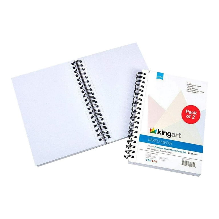  U.S. Art Supply 9 x 12 Mixed Media Paper Pad Sketchbook, 2  Pack, 60 Sheets, 98 lb (160 gsm) - Spiral-Bound, Perforated, Acid-Free -  Artist Sketching, Drawing, Painting Watercolor, Acrylic, Wet