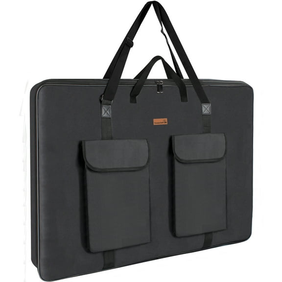 TreochtFUN Hard Side Art Portfolio Case 24 X 36, Heavy Duty Art Carrying Bag With Metal Rigid Frame,Sturdy Fabric For Artwork,Photography,Canvas,Boards,Screen Monitors (Black)