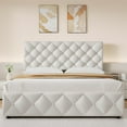thumbnail image 5 of TROPOW Full Size Bed Frame,with 4 Storage Drawers and Adjustable Headboard, Linen Upholstered Platform Bed Frame, Diamond Stitched Button Tufted, No Box Spring Needed,White, 5 of 10
