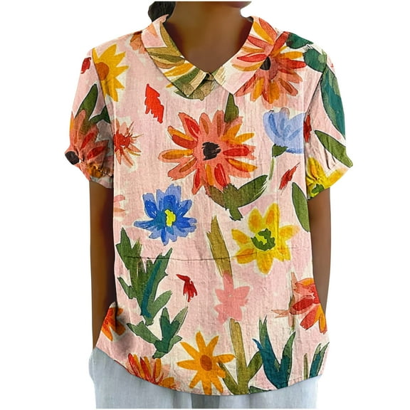 3/4 Sleeve T Shirts Loose Cotton Past Women Summer Tops Plus Previous
