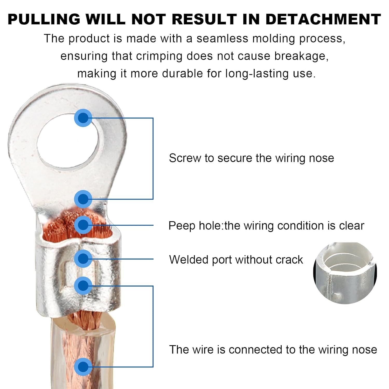 100#8 non-insulated ring terminal, 22-16 copper wire connector, type crimp connector kit