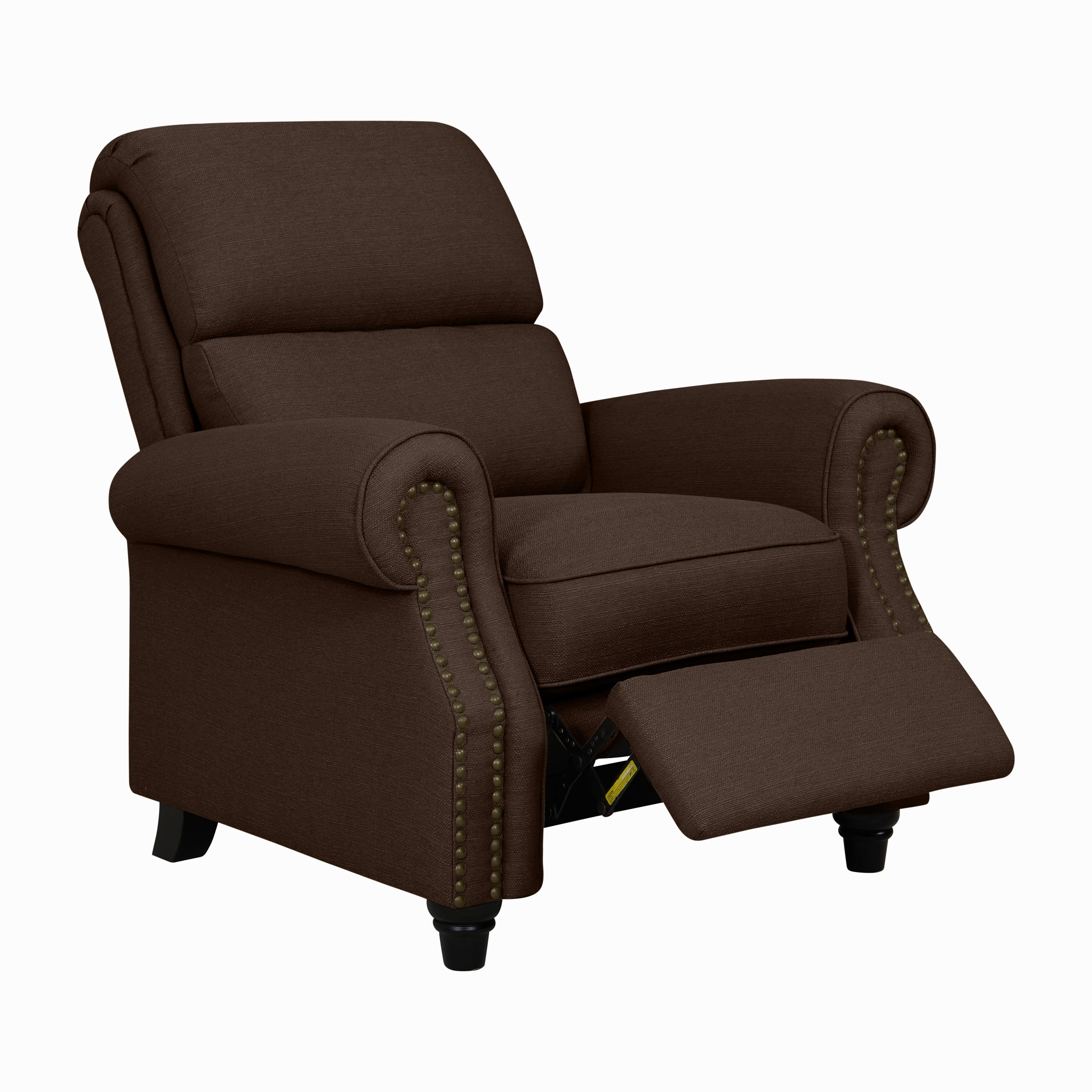 Homesvale Cari Pushback Recliner Chair, Brown Linen-like Microfiber Fabric, Pocket Coils for Comfort