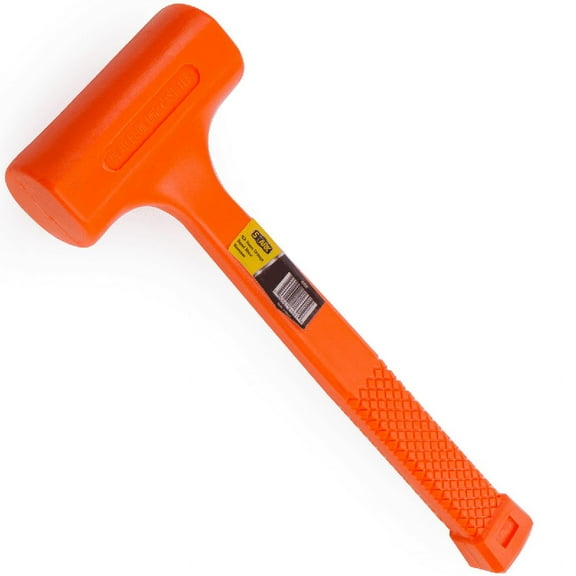 Stark USA 1LB Dead Blow Hammer, Checkered Grip, Spark & Rebound Resistant 16oz, Orange