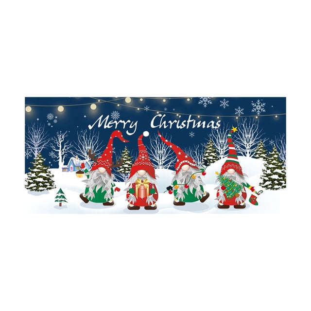 Christmas Garage Door Background 13 ft x 6 ft Polyester Holiday Decor with Grommets and Ropes for Outdoor Use