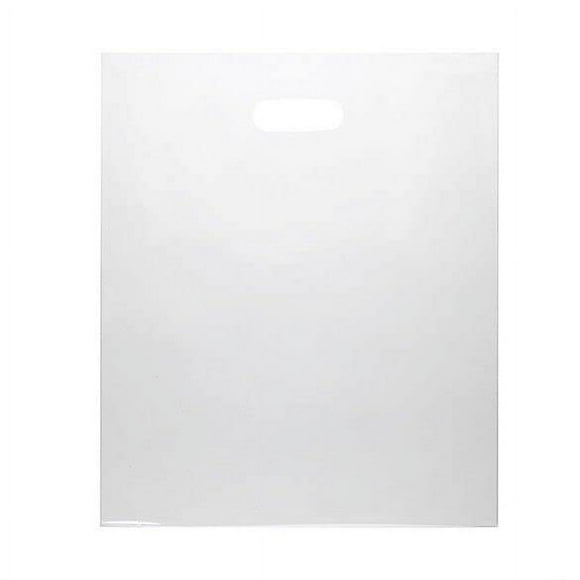 ClearBags 100 White Handle Bags 12x15, Extra Thick 2.25 Mil Retail Plastic Shopping Merchandise Gift Bags Tear Resistant Strong Durable Anti Stretch For Small Business LDPE Die Cut, 100% Rec