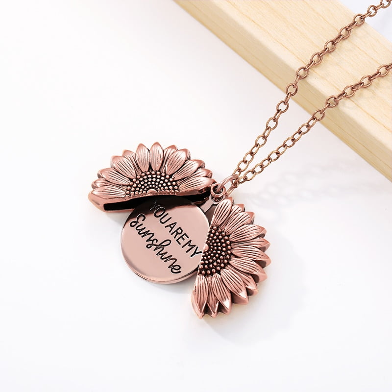Patty You Are My Sunshine Sunflower Necklaces For Women Rose Gold Silver Color Long Chain Sun