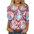 thumbnail image 2 of RKSTN Blouse Chemisiers pour Femmes T-Shirt Imprimé de Mode pour Femmes à Manches 3/4 Col Rond Blouse Décontractée pour Femmes Blouse en Polyester, 2 of 5