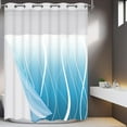 thumbnail image 3 of Ikfashoni Ombre Hookless Shower Curtain with Snap in Liner,Green Gradient Waterproof Fabric Mesh Window Bath Curtain,71"X74", 3 of 8