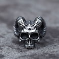 thumbnail image 4 of ZMY Home Skull Rings Stainless Steel Jewelry Chunky Demonic Horned Vampire Head Rings (7), 4 of 6