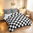 thumbnail image 2 of Manfei Checkered Art 7-Piece Twin Bedding,Glossy Drip Bedding Comforter Set,Black White,Reversible, 2 of 7