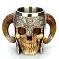 thumbnail image 1 of Toystoory Taza de café de esqueleto, tazas de cerveza vikingas Retro de acero inoxidable, asas de huesos de Halloween, jarra para beber, Teteras, 1 of 6