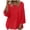 Red, variant on Women's Plus Cotton Gauze 3/4 Sleeve Flowy Tunic Tops Round Neck Loose Fit Batwing Blouses to Wear with Leggings Fall Clothes, Brown, L