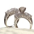 thumbnail image 3 of AYYUFE 2Pcs/Set Couple ring Rhinestone Inlaid Glossy Luxury Style Exquisite Finger Ring for Banquet Alloy Brown, 3 of 6