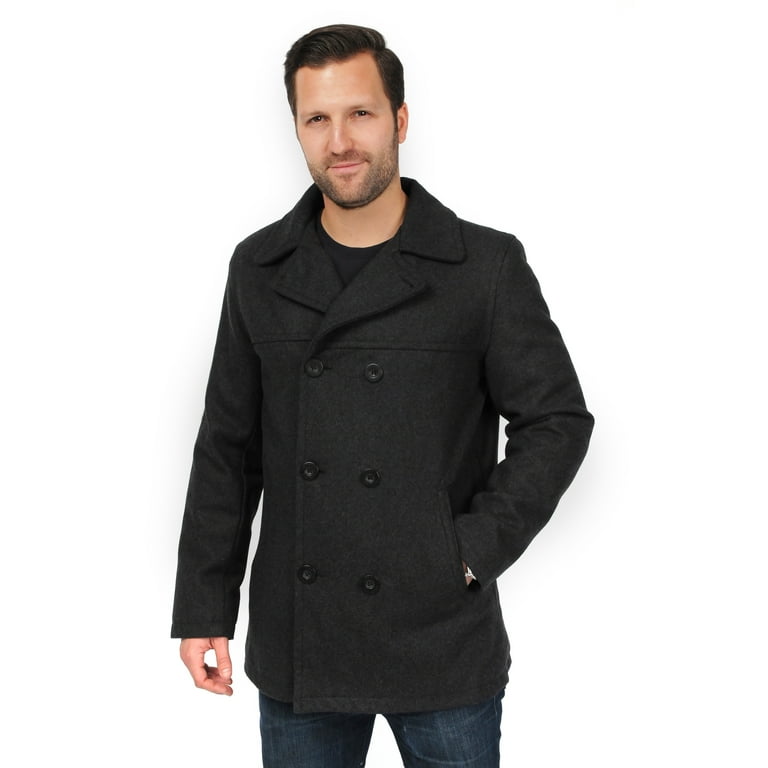 Excelled Men's Faux Wool Peacoat Jacket - Walmart.com
