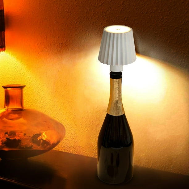 Lámpara de mesa recargable para botella de vino, lámpara de noche pequeña, lámpara de mesa portátil para decoración de bar, lámpara de cabeza para vino