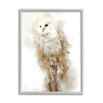 Stupell Perched Barn Owl Wildlife Animals & Insects Painting Gray Framed Art Print Wall Art