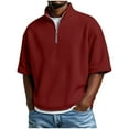 thumbnail image 3 of Jyeity Half-Zip Mens Casual Solid Color Breathable,Short Sleeve Stand Collar Shirts Tops XXL, 3 of 8