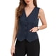 thumbnail image 2 of Chaleco de mujer sin mangas con cuello en V, botones y rayas, estilo moderno, atuendos casuales, M, azul oscuro, 2 of 6